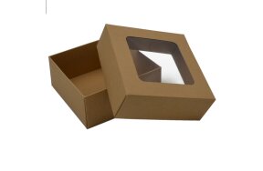 KRAFT PAPER BOX WITH WINDOW 11x11x5cm SET/20
